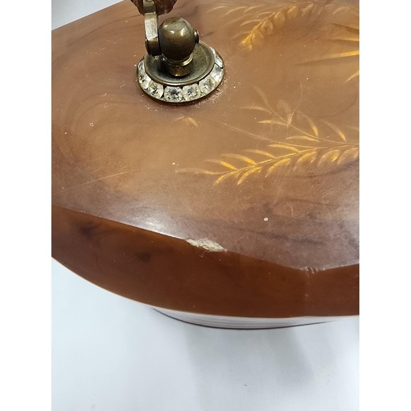 VTG Amber Lucite Purse Mid Century Pocketbook Vintage 1950s Rhinestones - Picture 4 of 16